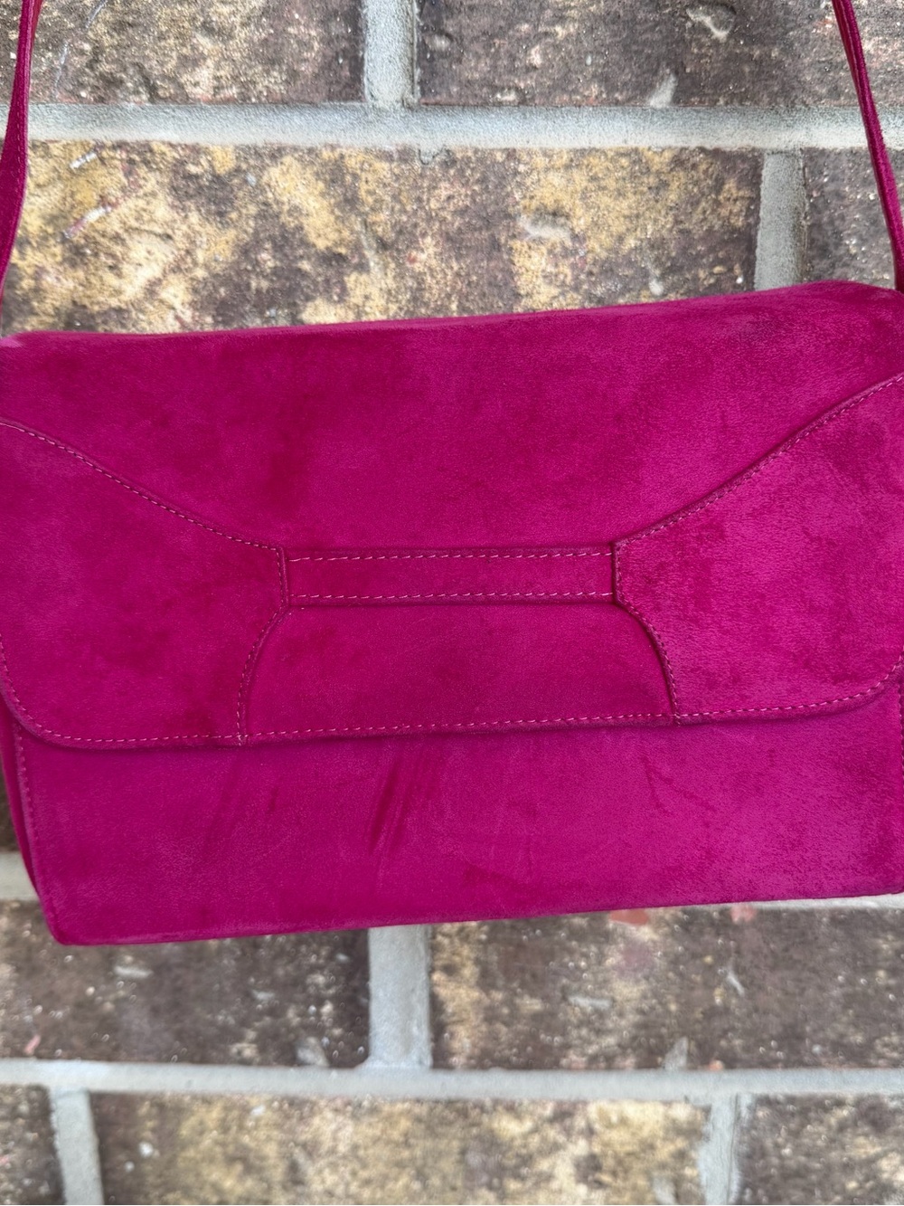 Suede Shoulder Bag in Vibrant Fuchsia